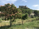 Blick auf unser Dorf mit Burg-Ruine